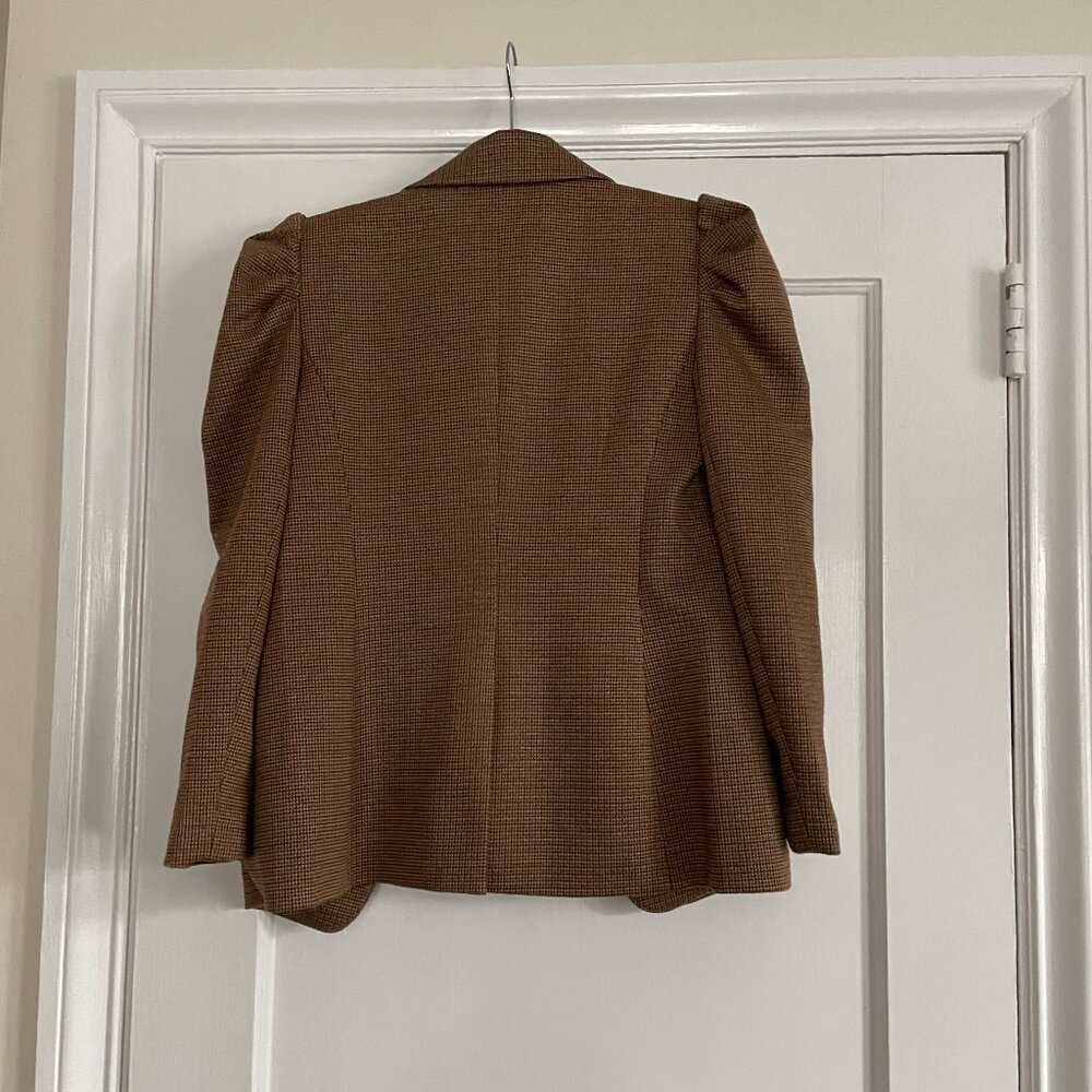 CeCe Puff-Shoulder Open Front Long Sleeve Blazer, Houndstooth plaid, S, NWT - Picture 4 of 8